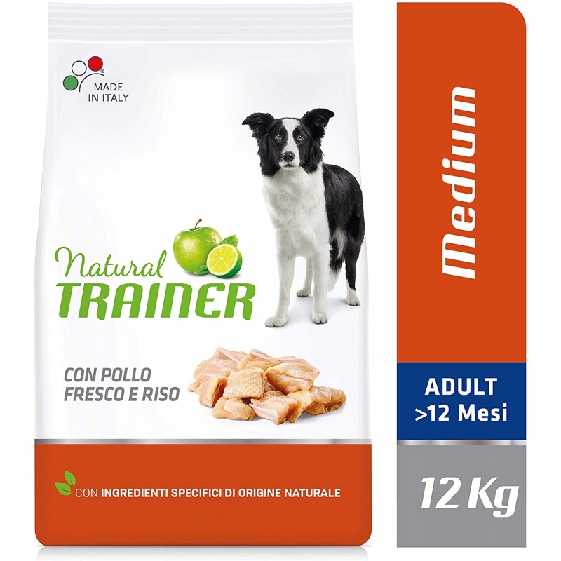 Natural TRAINER POLLO medium Crocchette per Cani Adulti KG12