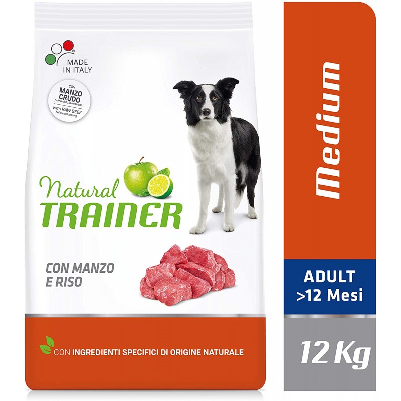 Natural TRAINER MANZO medium Crocchette per Cani Adulti KG12